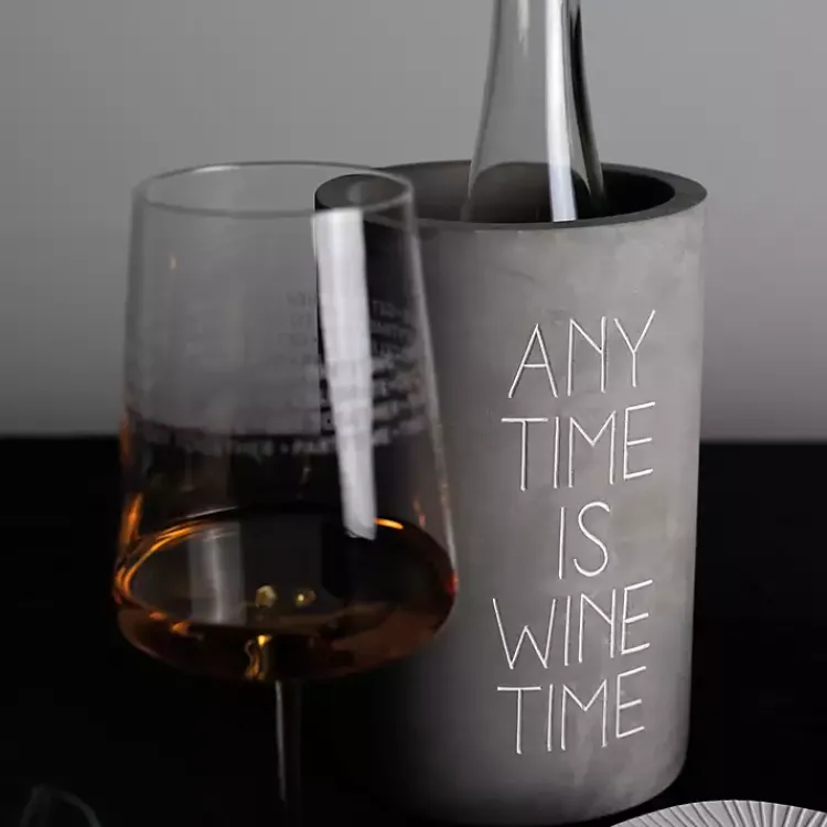 Kirklands Home Any Time is Wine Time Concrete Wine Bottle Cooler Gray Sale