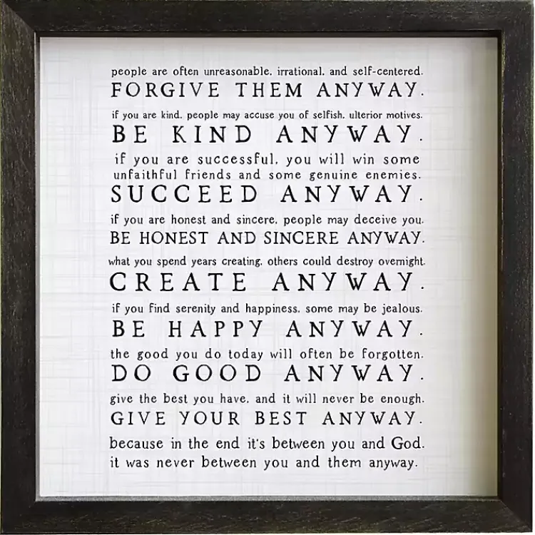 Kirklands Home Anyway Framed Wood Wall Plaque Clearance