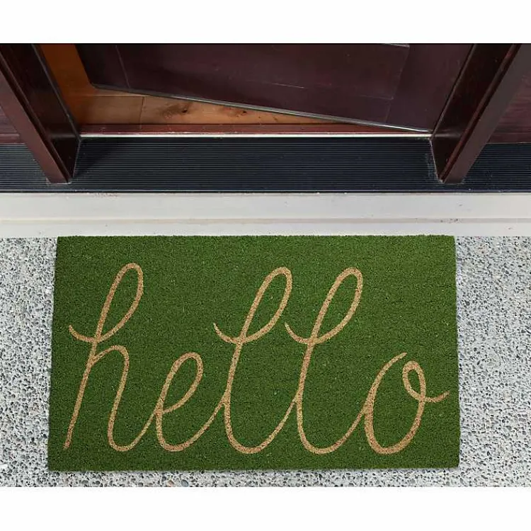 Kirklands Home Apple Hello Doormat Green Best