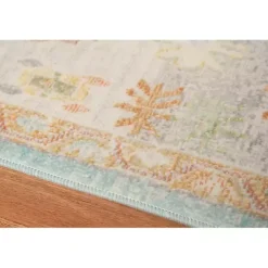 Kirklands Home Aqua and Beige Bohemian Area Rug, 5x8 Clearance
