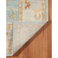 Kirklands Home Aqua and Beige Bohemian Area Rug, 5x8 Clearance
