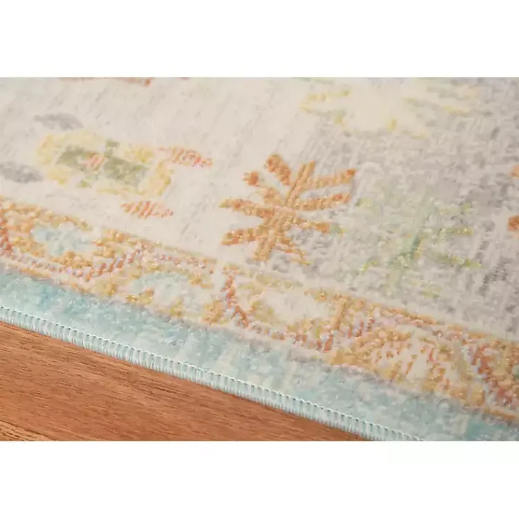 Kirklands Home Aqua and Beige Bohemian Area Rug, 7x9 Blue Outlet