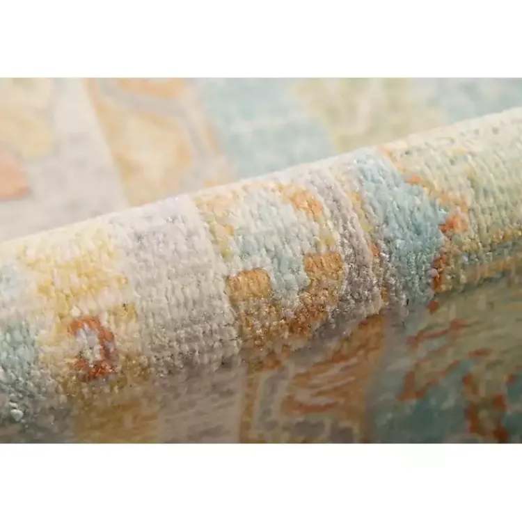 Kirklands Home Aqua and Beige Bohemian Area Rug, 7x9 Blue Outlet