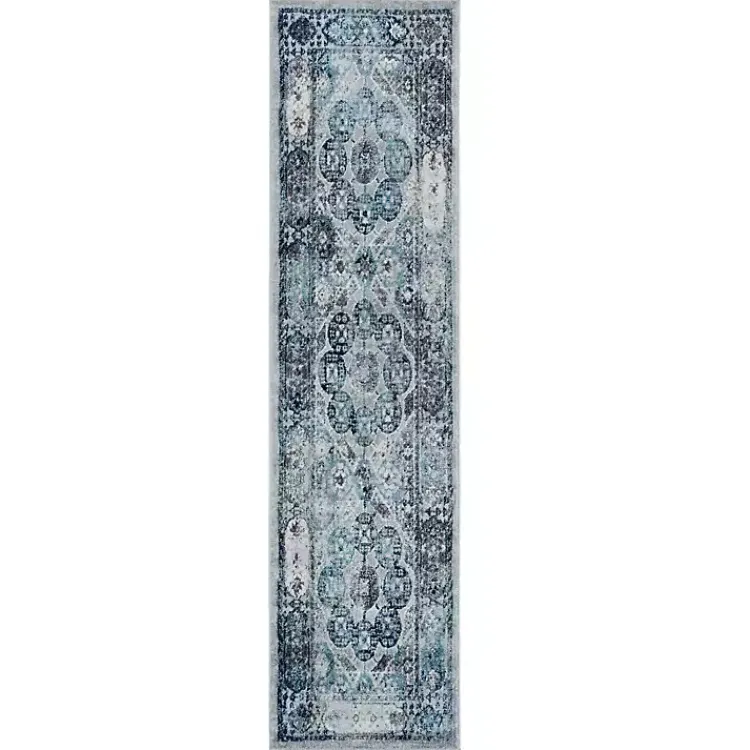 Kirklands Home Aqua and Gray Alex Runner, 2x6 Hot
