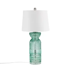 Kirklands Home Aqua Textured Glass Luxuria Table Lamp Blue Hot