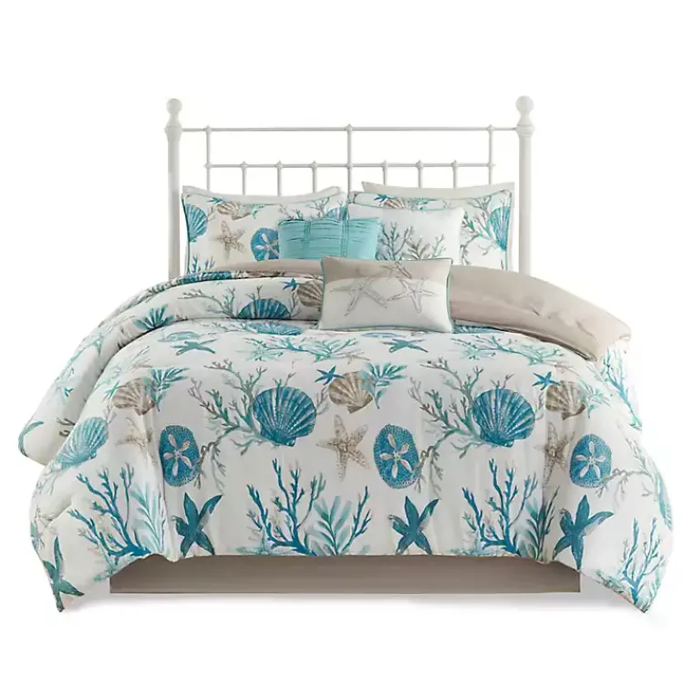 Kirklands Home Aqua Coastal 7-pc. King Comforter Set New