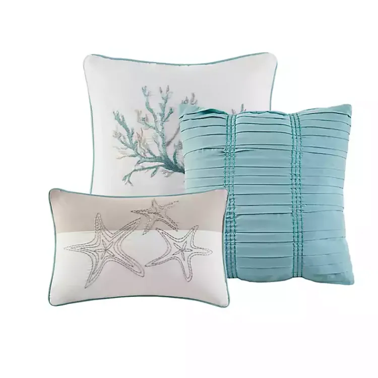 Kirklands Home Aqua Coastal 7-pc. King Comforter Set New
