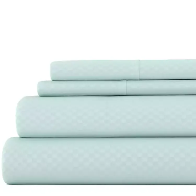 Kirklands Home Aqua Embossed Checkered 3-pc. Twin Sheet Set Blue Discount