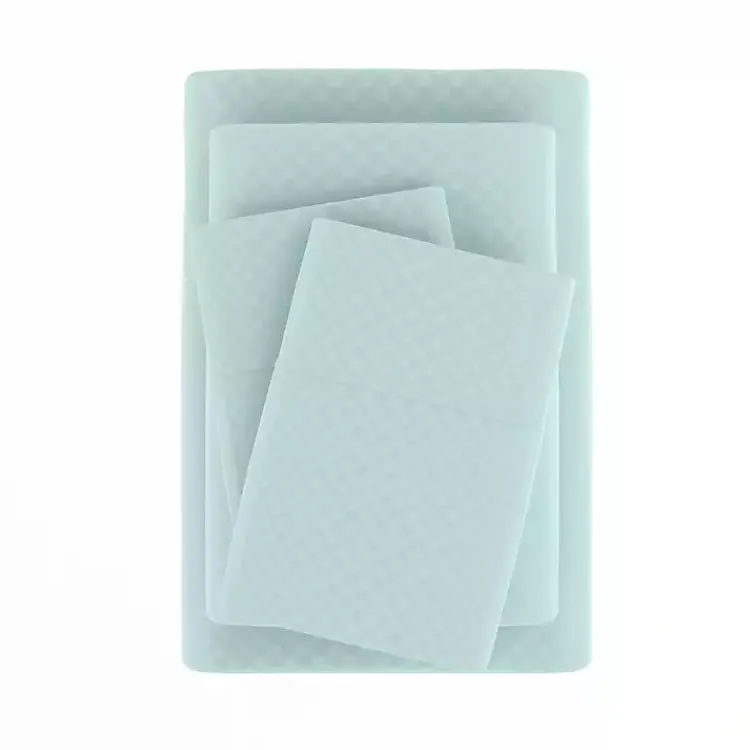 Kirklands Home Aqua Embossed Checkered 3-pc. Twin Sheet Set Blue Discount
