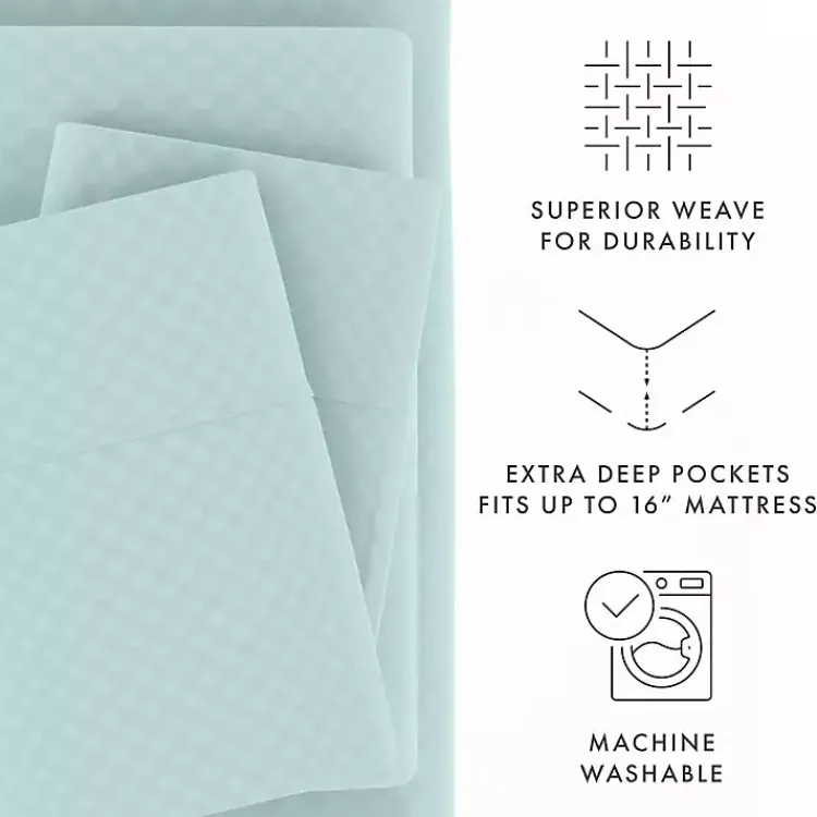 Kirklands Home Aqua Embossed Checkered 3-pc. Twin Sheet Set Blue Discount