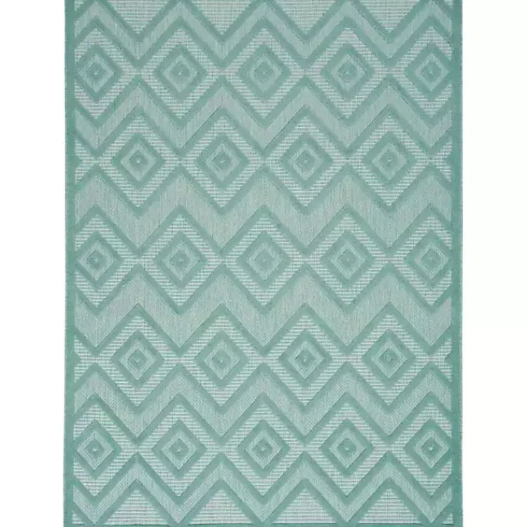 Kirklands Home Aqua Flatweave Diamond Outdoor Area Rug Blue Best