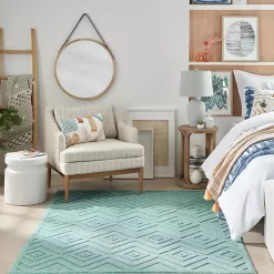 Kirklands Home Aqua Flatweave Diamond Outdoor Area Rug Blue Best