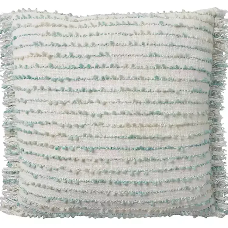 Pillows>Kirklands Home Aqua Handstitched Stripes Throw Pillow