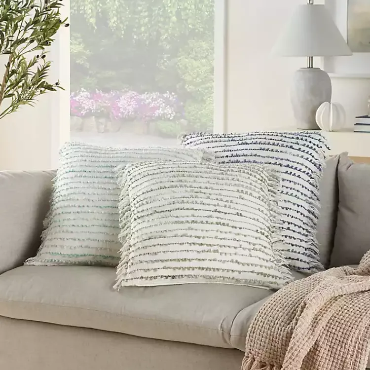 Pillows>Kirklands Home Aqua Handstitched Stripes Throw Pillow