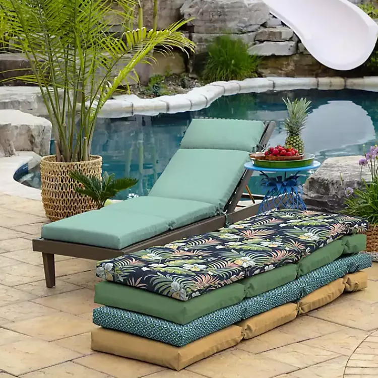 Kirklands Home Aqua Leala Texture Outdoor Chaise Cushion Blue Discount