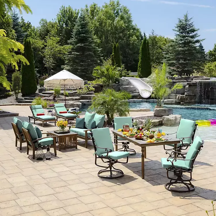 Kirklands Home Aqua Leala Texture Outdoor Chaise Cushion Blue Discount