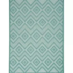 Kirklands Home Aqua Teal Diamond Indoor/Outdoor Area Rug, 5x7 Blue Best