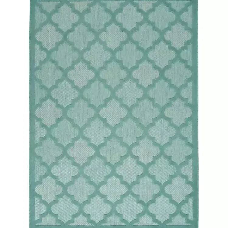 Kirklands Home Aqua Trellis Indoor/Outdoor Area Rug, 6x9 Blue Hot