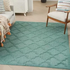 Kirklands Home Aqua Trellis Indoor/Outdoor Area Rug, 6x9 Blue Hot