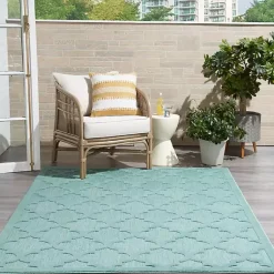 Kirklands Home Aqua Trellis Indoor/Outdoor Area Rug, 6x9 Blue Hot