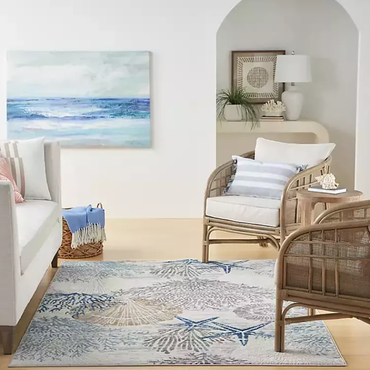 Kirklands Home Aquamarine Starfish Coastal Area Rug, 5x7 Online