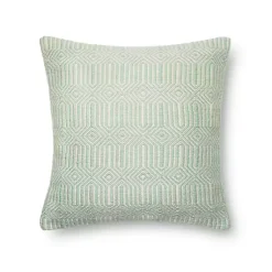 Kirklands Home Aquamarine Woven Geometric Outdoor Throw Pillow Green Discount