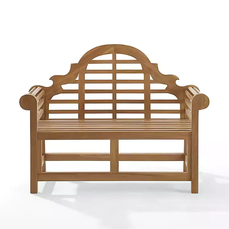 Kirklands Home Arched Teakwood Slatted Outdoor Bench Tan New