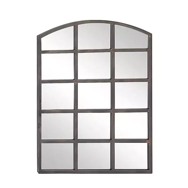 Kirklands Home Arched Windowpane Wall Mirror Gray Outlet