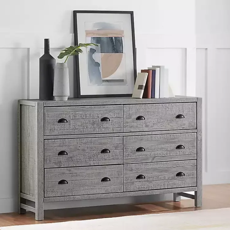Kirklands Home Arden Wood 6-Drawer Dresser Gray Hot
