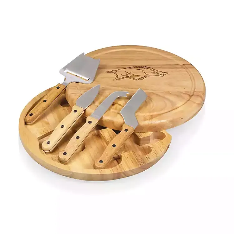 Kirklands Home Arkansas Razorbacks Cheese Board and Tool Set Tan Discount
