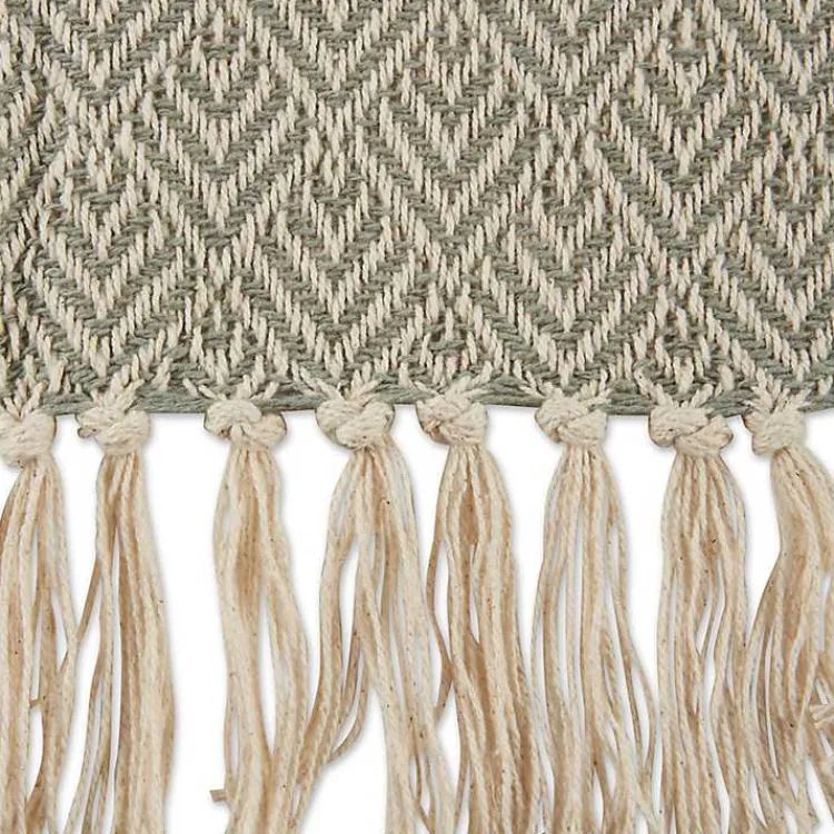 Blankets & Throws>Kirklands Home Artichoke Diamond Fringe Throw Green