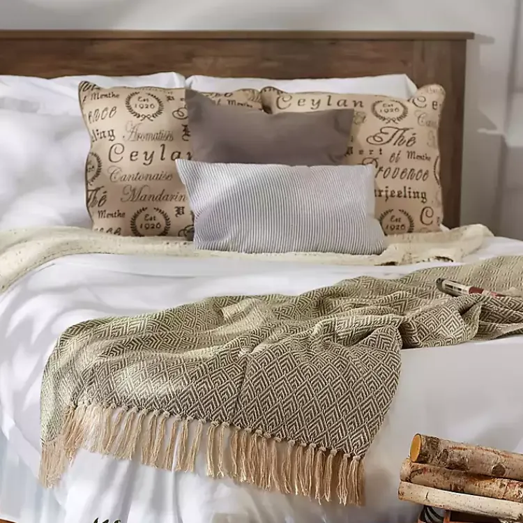 Blankets & Throws>Kirklands Home Artichoke Diamond Fringe Throw Green