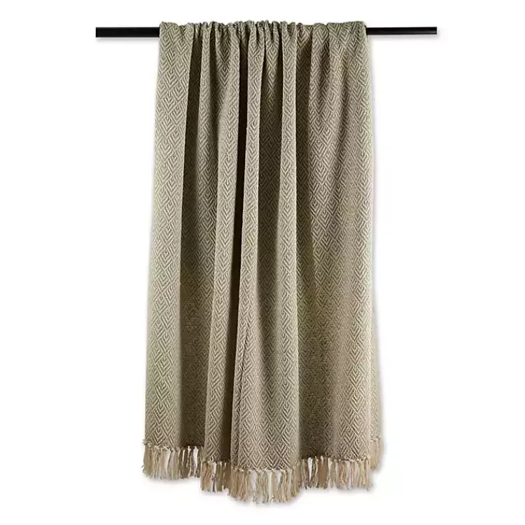 Blankets & Throws>Kirklands Home Artichoke Diamond Fringe Throw Green