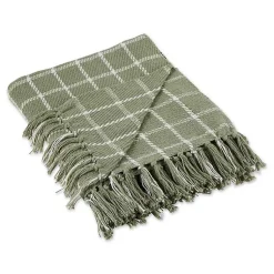 Blankets & Throws>Kirklands Home Artichoke Plaid Fringed Throw Green