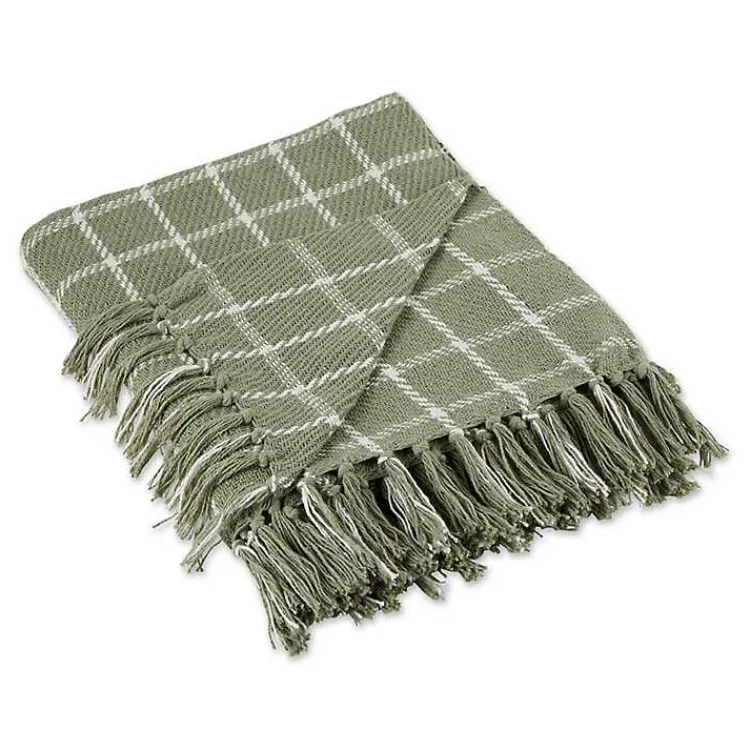 Blankets & Throws>Kirklands Home Artichoke Plaid Fringed Throw Green