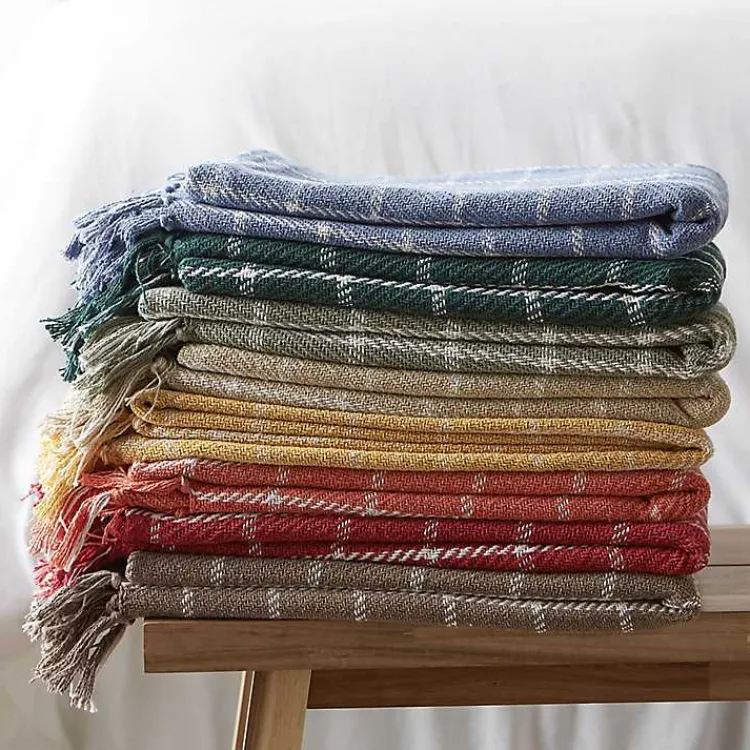 Blankets & Throws>Kirklands Home Artichoke Plaid Fringed Throw Green