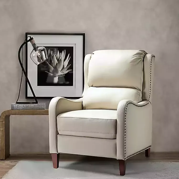 Kirklands Home Arturo Leather Wingback Recliner Ivory Online