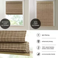 Kirklands Home Ash Bamboo Light Filtering Roman Shade, 33 in. Brown Best