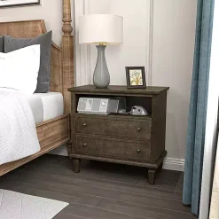 Kirklands Home Ash 2-Drawer Wood Nightstand Brown Sale