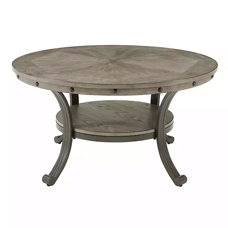 Kirklands Home Ash Round Nailhead Coffee Table Gray Online