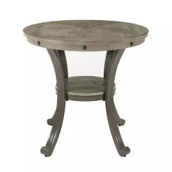 Kirklands Home Ash Round Nailhead Side Table Gray