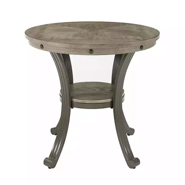 Kirklands Home Ash Round Nailhead Side Table Gray