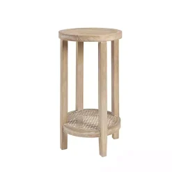 Kirklands Home Ash Rat Round Martha Stewart Accent Table Tan New