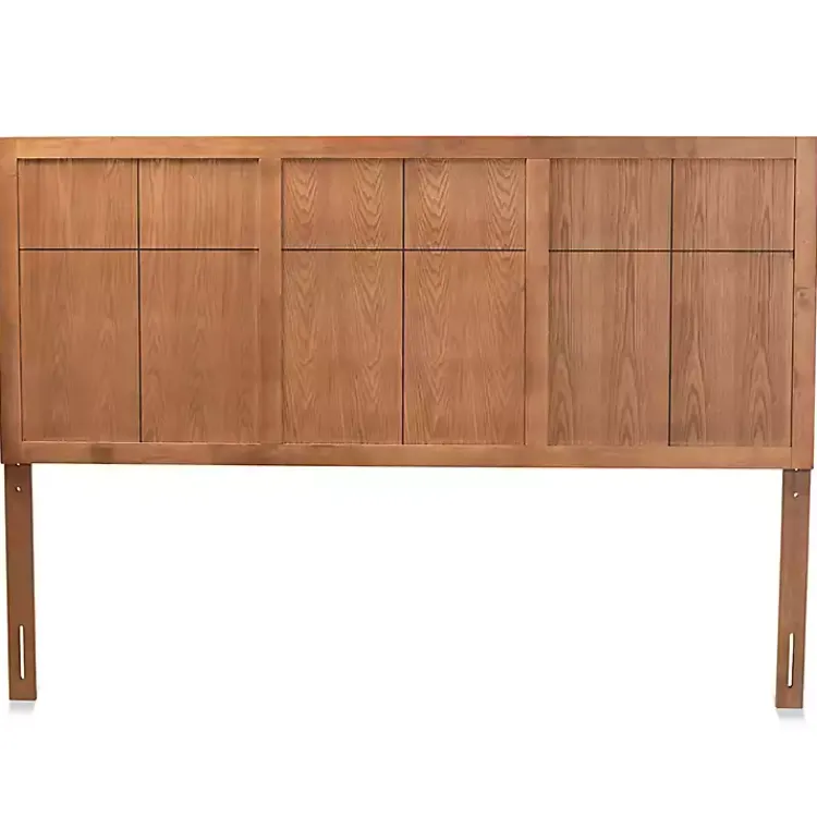 Kirklands Home Ash Walnut Wood Panel King Headboard Brown