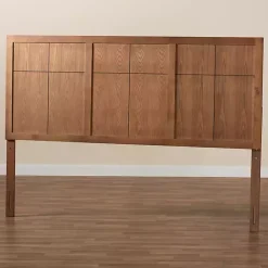 Kirklands Home Ash Walnut Wood Panel King Headboard Brown