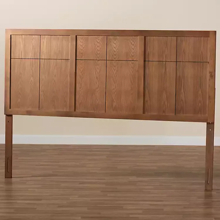 Kirklands Home Ash Walnut Wood Panel King Headboard Brown