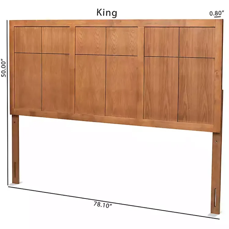 Kirklands Home Ash Walnut Wood Panel King Headboard Brown