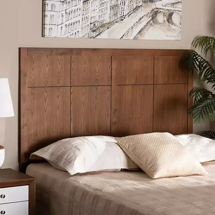 Kirklands Home Ash Walnut Wood Panel Queen Headboard Brown Best