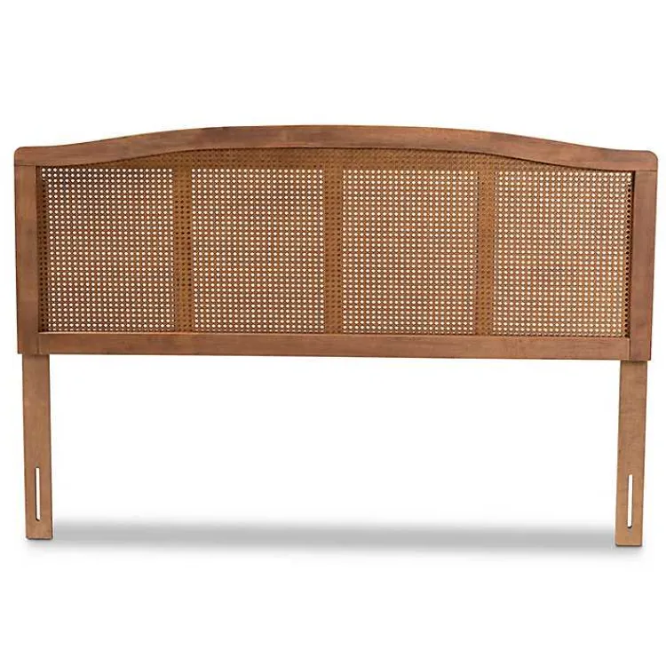 Kirklands Home Ash Walnut Woven Rattan King Headboard Brown Clearance