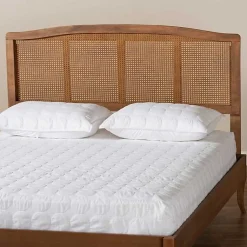 Kirklands Home Ash Walnut Woven Rattan King Headboard Brown Clearance